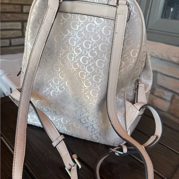 GUESS Beige Monogram Backpack - Picture 2 of 4